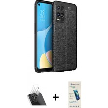 Marsilyan™- Oppo A54 4g Kılıf Doruk Klasik Özel Seri - Şeffaf Pasifik Cam Ekran Koruyucu + Şeffaf Kamera Lens Koruma Cam