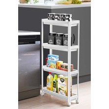 Cekar Store Slim 4 Katlı Tekerlekli Raf Ünitesi - Dar Alanlar Için Mutfak & Banyo Organizer - Baharatlık & Havluluk Düzenleyici (Gri)