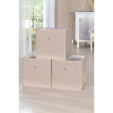 Cekar Store 3 Adet Raf Organizer Kutu Düzenleyici Sepet Çok Amaçlı Saklama Kutusu (Bej)