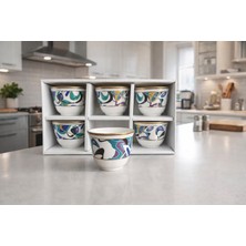 Glore Julia Türk Kahvesi Mırra Takımı Porselen 6 Kişilik 6 Parça Şık Hediyelik Altın Yaldızlı Özel Tasarım