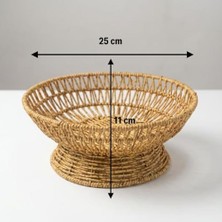 Daisy Home Buffer 25 cm Plastik Rattan Servis Çanağı, Doğal Hasır Görünümlü Dekoratif Meyve Ekmek Sunum Kasesi