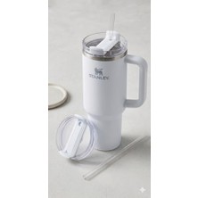 Cekar Store 1 Adet 40 Oz Tumbler Kapak – Stanley Quencher ile Uyumlu – Sızdırmaz Tasarım, Pipetli Kullanım Için Delikli Kapak + 30 cm Tritan Pipet – Şeffaf Beyaz