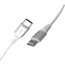 Daisy Home Wahoo Type C-C 60WATT Pd Hızlı Şarj Kablosu, 15/16/17 ve Andoid Için, Beyaz/gümüş Alüminyum (100 Cm)