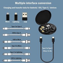 Daisy Home USB Adaptör Kablosu Dönüştürme Saklama Kutusu Çok Ti Şarj Tı Dönüştürücü Lightning Tip C Mikro Veri Aktarım Aracı Sim Kart Yuvası Içerir Tepsi Çıkarma Pimi Telefon Tutucu Olarak Klanın