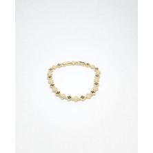 CM Jewelry Minimalist Ikonik Tasarım Siyah Taş Detaylı Yonca Çelik Bileklik