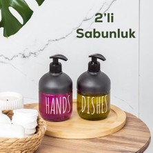 Daisy Home C-527 2'li Sıvı Sabunluk Seti - Mutfak-Banyo Tezgah Üstü Temizlik Seti - Cam 425 ml