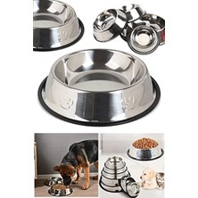 Cekar Store Metal Kedi ve Köpek Mama ve Su Kabı Paslanmaz Çelik Kaymaz Tabanlı