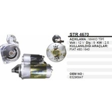 Marş Motoru 9diş 12V 2,5kw Fiat Türk Traktör 450 / 480 / 640 / 54C 63217126 STR4670 Marka: Remark