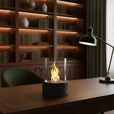 Starfire Fire Stone Masaüstü Dumansız Şömine – Kokusuz Gerçek Alev, Dekoratif Ambiyans
