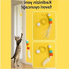 Cekar Store Kedi Oyun Oltası Elastik Kendinden Yapışkanlı, Yavru ve Yetişkin Kediler Için Eğitici Tüylü Interaktif Tüylü Oyuncak