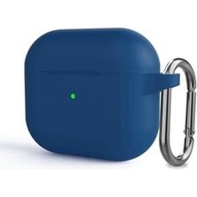 Daisy Home (5886) Koyu Mavi Soft Renk Darbe Emici Çengelli Silikon Kulaklık Kılıfı 3. Nesil ile Uyumlu