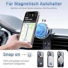 Daisy Home - 13 Pro Max ile Uyumlu Kılıf Kamera Korumalı Magsafe ile Uyumlu Şarj Özellikli Şeffaf Pc Mika Silikon Kapak - Şeffaf