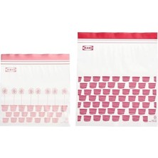 Cekar Store Kilitlenebilir Buzdolabı Poşeti, Kırmızı-Pembe, 2,5 Lt ve 1,2 Lt, 50 Adet