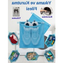 Cekar Store Çok Amaçlı Yıkama Çantası ve Kurutma Filesi, 2'si 1 Arada Takım, Mavi, Xl Boyut