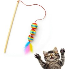 Cekar Store Orret Home Gökkuşağı 3 Toplu Tüylü Olta Oyuncağı – 40 cm Çıngıraklı Zıplama ve Egzersiz Oyuncağı, Etkileşimli Kedi Eğlence Çubuğu-Saplı Etkileşimli Kedi Teaser Çubuğu (3 Toplu)