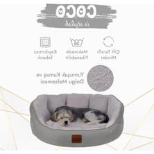 Cekar Store Jungolica Coco Kedi ve Köpek Yatağı Gri, Oval Tasarım, Çift Taraflı Yıkanabilir Minder, Ultra Yumuşak, Yükseltilmiş Yan Destek, Kaydırmaz Taban (Medium)