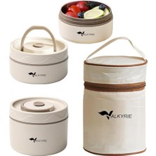 Cekar Store 2 Gözlü Paslanmaz Çelik Isı Yalıtımlı Yemek Kabı Seti Çantalı 304 Steel 420ML + 550ML