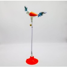 Cekar Store Vantuzlu Yaylı Kuş Kedi Oyuncağı 1 Adet (Turuncu)