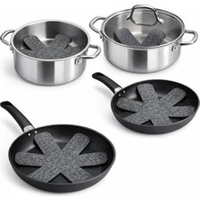 Cekar Store Keçe Tencere Tava Ayırıcı, Gri, 4'lü Set, Çizilmeyi Önleyen Koruyucu