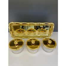 Nazan Home 3 Lü Metal Tabaklı Çerezlik Drajelik Kapaklı
