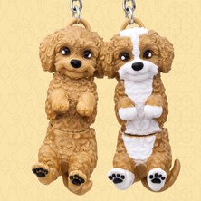 Brand House Cavapoo Köpek Anahtarlık 3D Flexi Çok Renkli Sevimli Çanta Süsü Bag Charm Hediyelik