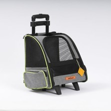 Cekar Store Tekerlekli Plastik Fileli Kedi ve Köpek Taşıma Çantası Çekçek Mekanizmalı Yıkanabilir (Gri)