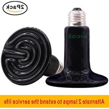 Cekar Store Terrarium Isı Lambası Seramik Sürüngen Isı Lambası Hayvanlar, Kertenkele, Sakal Gama, Tavuk, Yılan, Hayvan Gözünü Korumak Için Işık Yok E27 230 V 100 W (2'li Paket, Siyah)