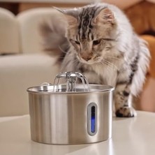 Cekar Store Su Seviyesi Göstergeli 2.2 L Paslanmaz Çelik Kedi Köpek Için Su Pınarı Su Çeşmesi Su Sebili BP02