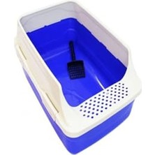 Cekar Store Açık Lüx Kedi Tuvaleti Orta Boy - Kürek Hediyeli Apc Elekli Mavi