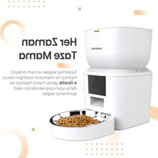 Cekar Store Haustier QQ023 Akıllı Kedi Köpek Mama Kabı, Tuya App-Wifi Uzaktan Kontrol, 4lt Hazne, Metal Kase (Beyaz)          [enerji Sınıfı A+]