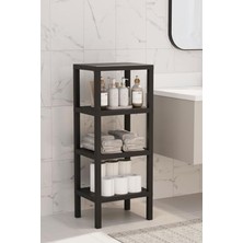 Cekar Store 4 Katlı Çok Amaçlı Düzenleyici Raf Ünitesi – Plastik Kitaplık, Banyo, Mutfak, Ayakkabılık, Depolama ve Saklama Rafı (Siyah)