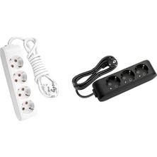 Daisy Home Dörtlü Priz Toprakli Kablolu Ç.k. 1 mt + Üçlü Priz Topraklı Kablolu Çocuk Korumalı 3 mt