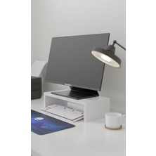 Cekar Store Monitor Standı, Masaüstü Yükseltici Raf, 45X20X11.8 Cm, Beyaz