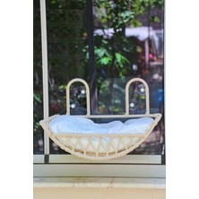 Cekar Store Tasaryum Kedi Köpek Cam Yatağı, Vantuzlu Hamak, El Işçiliği (Krem, Büyük Boy)