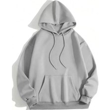 Modenya 3 Iplik Pamuklu Unisex Kapşonlu Sweetshirt - Gri