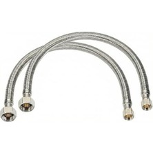 Cekar Store Smartizi 2 Adet 3/8" - 3/8" Dişi Çelik Örgülü Flex Hortum (50 Cm) - Klozet ve Rezervuar Su Bağlantı Spirali - Paslanmaz Esnek Tesisat Borusu ve Ara Musluk Bağlantısı (2'li Eko Paket)
