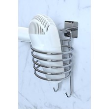 Cekar Store Sas Haus Yapışkanlı Gümüş Fön Makinesi Askısı Saç Kurutma Makinesi Tutacağı YK-710