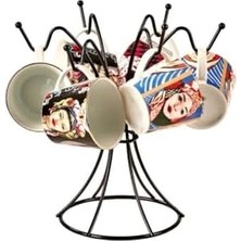 Daisy Home Orret Home 6 Kancalı Metal Masa Üstü Fincan ve Kupa Askısı Düzenleyici Organizer – Tezgah Üstü Kupa Askılığı, Fincan Standı, Metal Bardak Askısı, Mutfak Kahve Köşesi Organizeri Siyah