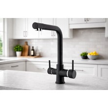 Vitkar Su Armatür Arıtmalı Mutfak Eviye Bataryası Siyah