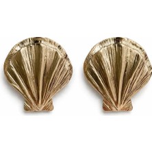 Gold Renkli Venüs Design Çelik Shell Küpe Kadınlar İçin Modern Çivi Model