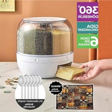 Cekar Store Pikas Bakliyat Organizeri, Bakliyat Saklama Kabı, 6 kg Kapasiteli Styles Gıda ve Bakliyat Saklama Kabı 6 Gözlü (6kg)