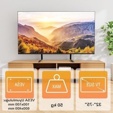 Cekar Store Ayarlanabilir Masaüstü Tv Standı 37-75 Inç Universal Metal Televizyon Ayağı Siyah