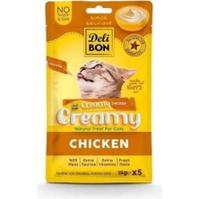 Cekar Store Delibon Creamy Tavuklu Sıvı Kedi Ödül Maması 5X15 gr