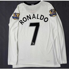 M.unitedd 2008 Moskova Şampiyonlar Ligi Finali Cristiano Ronaldo Forması (Beyaz)