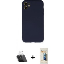 Marsilyan™- iPhone 11 Kılıf Ahenk Serisi - Siyah 6d Mat Seramik Hayalet Nano Ekran Koruyucu + Şeffaf Kamera Lens Koruma Cam