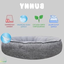 Cekar Store Jungolica Bunny Kedi ve Köpek Yatağı Gri 70X70X14 cm Orta, Donut Şekli, Yükseltilmiş Kenar, Ultra Yumuşak Peluş, Stres Azaltıcı, Kaydırmaz Taban, Yıkanabilir Kedi ve Köpek Yatak