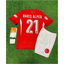 Türkiye 2024 Barış Alper Yılmaz Iç Saha Çocuk Forması 4'lü Set (Euro 2024 Patch) Kırmızı