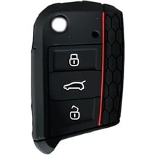 Cekar Store Autohan Keys Volkswagen Golf 7, Polo, Tiguan, Seat, Skoda Için Siyah Silikon Anahtar Koruma Kılıfı, Petek Desenli