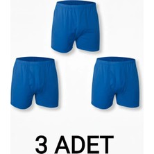 3 Adet Saks Mavi %100 Pamuk Rahat Kesim Erkek Paçalı Külot Boxer