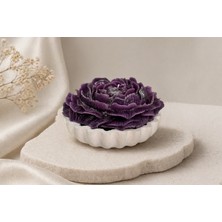 Rosealya Mor Çiçek Mum – El Yapımı Dekoratif Rose Candle